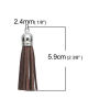 Picture of Polyester Faux Suede Pendants Tassel Silver Tone Coffee About 59mm(2 3/8") x 12mm( 4/8"), 10 PCs