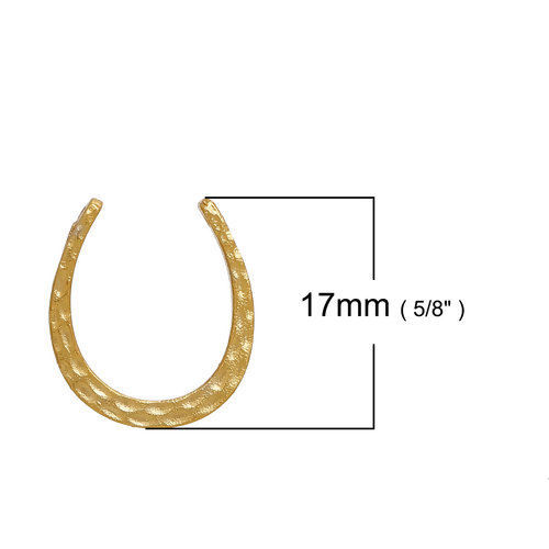 真鍮 チャーム 馬蹄 金メッキ 17mmx 15mm、 2 個 の画像