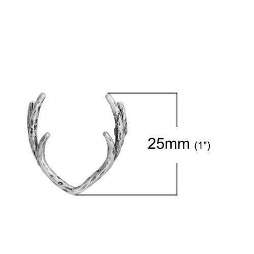 真鍮 チャーム アントラーズ 銀古美 25mmx 23mm、 2 個 の画像