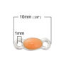 Picture of Zinc Based Alloy Connectors Oval Silver Tone Orange Enamel 10mm x 4mm, 5 PCs