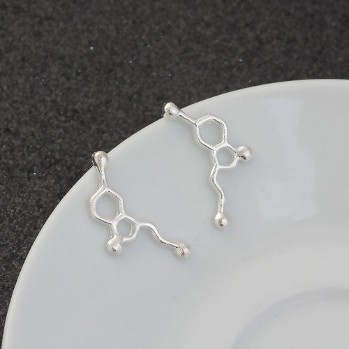 Image de Boucle d'Oreille Grimpeur Molécule Chimie Science Argenté Sérotonine 25mm x 12mm, Epaisseur de Fil: (21 gauge), 1 Paire