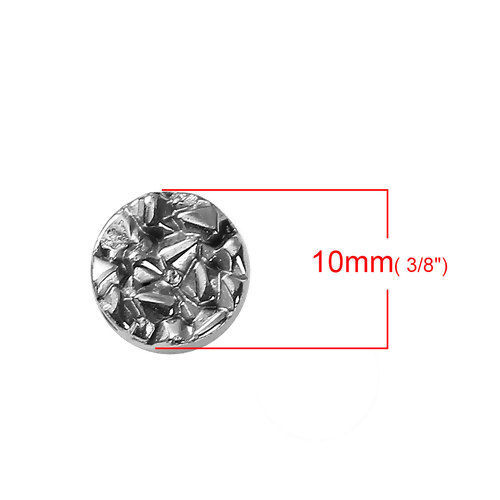 Image de (Classement B) Perles Druzy en Hématite Synthétique Rond Argent Mat 10mm Dia, Taille de Trou: 1mm, 10 Pcs