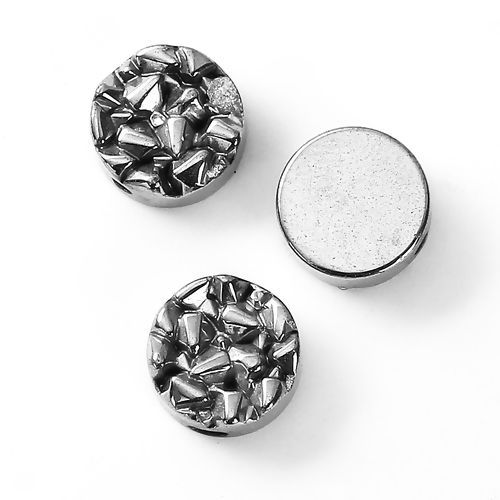 Image de (Classement B) Perles Druzy en Hématite Synthétique Rond Argent Mat 10mm Dia, Taille de Trou: 1mm, 10 Pcs