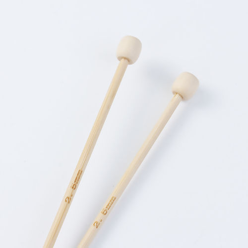 Image de 2.5mm Aiguilles à Tricoter Unique Point en Bambou Couleur Naturelle 34cm long, 1 Pièce
