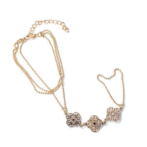 ハンドチェーン リンク ブレスレット 金メッキ 花 18.3cm長さ、 1本 の画像