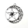 Picture of Zinc Based Alloy Pendants Round Antique Silver Color (Can Hold ss16 Pointed Back Rhinestone) Celtic Knot Pentagram Star 33mm(1 2/8") x 30mm(1 1/8"), 5 PCs