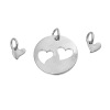 Picture of Zinc Based Alloy Mother Daughter Charms Round Silver Tone Heart 25mm x21mm(1" x 7/8") 11mm x7mm( 3/8" x 2/8"), 3 Sets（3PCs/Set)