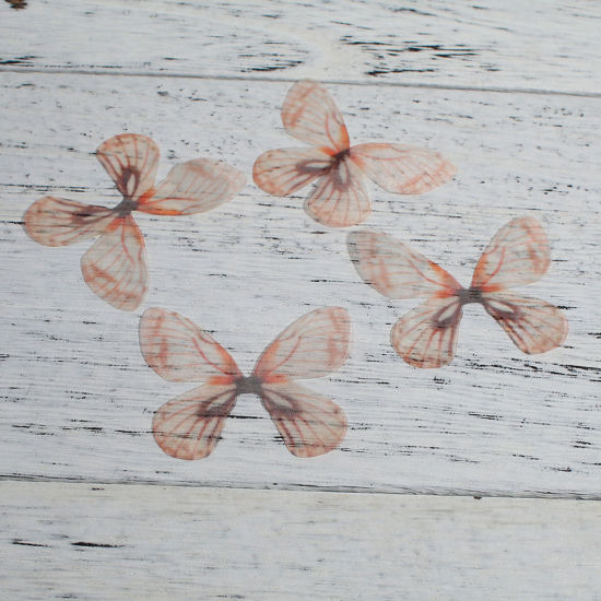 Image de Papillon Éthéré en Organza Fuchsia 50mm x 35mm, 5 Pcs