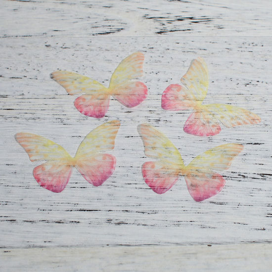 Image de Papillon Éthéré en Organza Fuchsia 50mm x 35mm, 5 Pcs