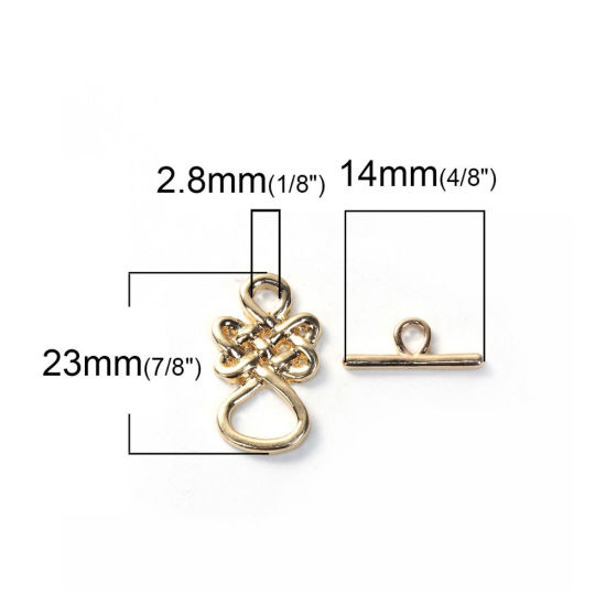 亜鉛合金 トグルクラスプ ケルトノット 金メッキ 23mm x14mm 18mm x 17mm、 2 セット の画像