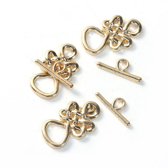 亜鉛合金 トグルクラスプ ケルトノット 金メッキ 23mm x14mm 18mm x 17mm、 2 セット の画像