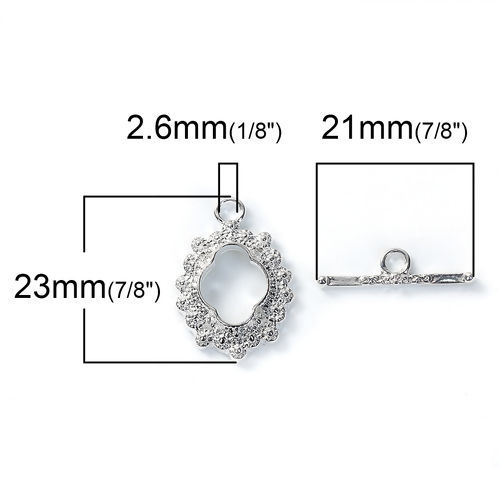 Image de Fermoir Toggle en Alliage de Zinc Forme Fleur Argenté 23mm x 16mm 21mm x 6mm, 2 Kits