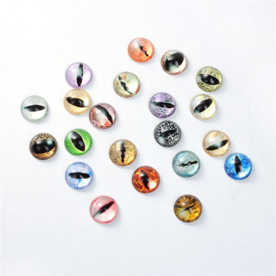 Image de 10 Pcs Cabochon Dôme en Verre Rond Dos Plat Couleur Mélangée Au Hasard Yeux 20mm Dia