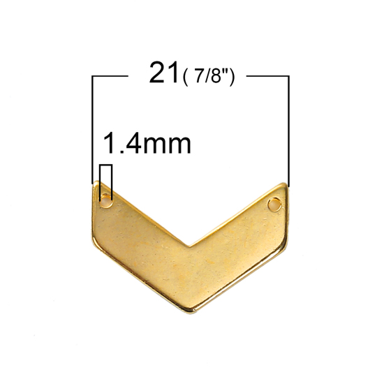 Image de Connecteur Chevron en Alliage de Zinc Forme de V Doré 21mm x 14mm, 10 Pcs