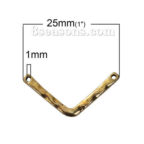 Image de Connecteur Chevron en Alliage de Zinc Forme de V Or Vieilli 25mm x 11mm, 30 Pcs