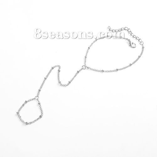 ハンドチェーン リンク ブレスレット 銀メッキ 18.3cm長さ、 1本 の画像