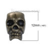 Picture of Zinc Based Alloy Halloween 3D Spacer Beads Skull Antique Bronze 12mm x 8mm, Hole: Approx 3.7mm, 30 PCs