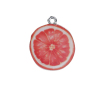 Picture of Zinc Based Alloy Charms Orange Fruit Silver Plated Red Enamel 27mm(1 1/8") x 22mm( 7/8"), 10 PCs
