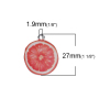 Picture of Zinc Based Alloy Charms Orange Fruit Silver Plated Red Enamel 27mm(1 1/8") x 22mm( 7/8"), 10 PCs