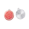 Picture of Zinc Based Alloy Charms Orange Fruit Silver Plated Red Enamel 27mm(1 1/8") x 22mm( 7/8"), 10 PCs