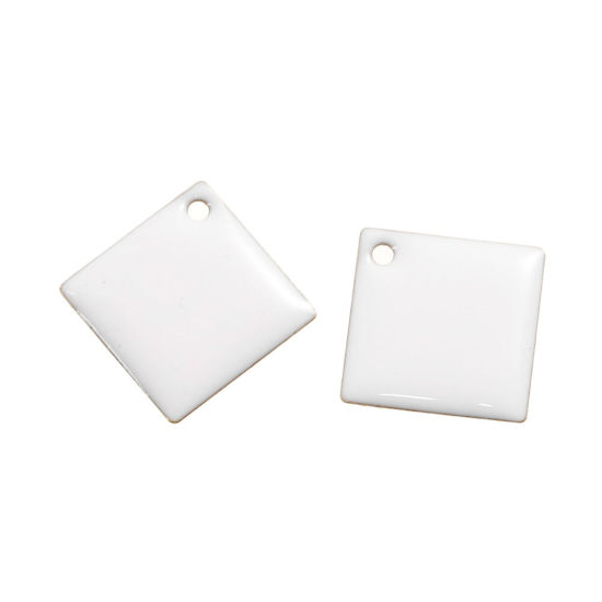 真鍮 エナメル スパンコール チャーム 菱形 メッキなし 未加工品 紫 エナメル 24mmx 24mm、 5 個 の画像