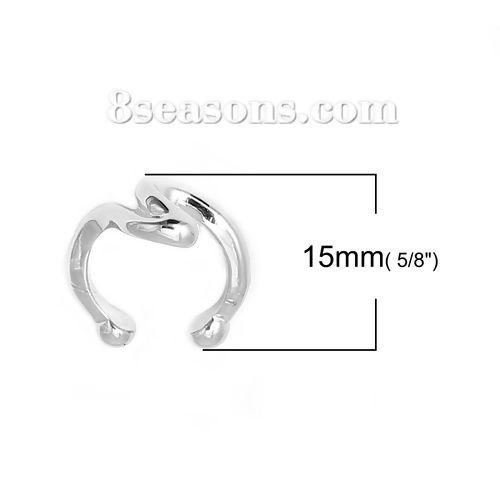 イヤークリップ シルバートーン 波型 15mm x 14mm、 1 個 の画像