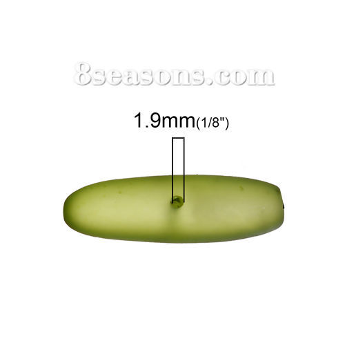 Image de Perles en Résine Verre de Mer Ovale Vert Armée Givré 35mm x 10mm, 34mm x10mm, Taille de Trou: 1.9mm, 5 Pcs