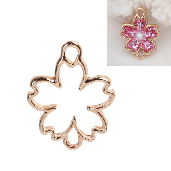 亜鉛合金 レジン フレーム 空枠パーツパーツ 桜 さくら 金メッキ 29mm x 22mm、 1 個 の画像