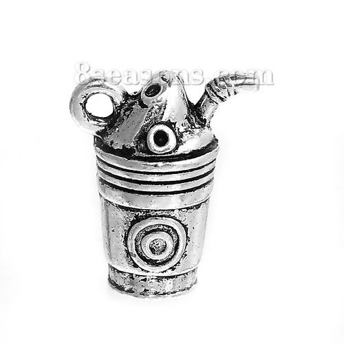 Bild von Zinklegierung 3D Charms Tasse Antiksilber 17mm x 14mm, 5 Stück