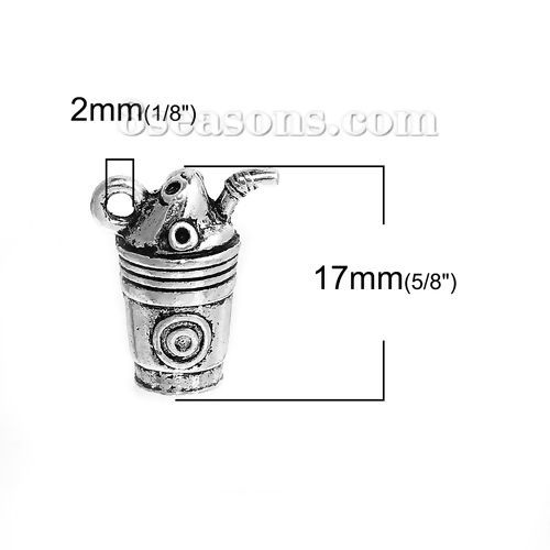 Bild von Zinklegierung 3D Charms Tasse Antiksilber 17mm x 14mm, 5 Stück