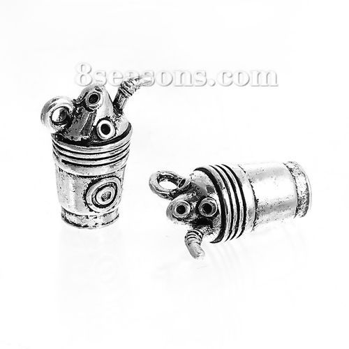Bild von Zinklegierung 3D Charms Tasse Antiksilber 17mm x 14mm, 5 Stück
