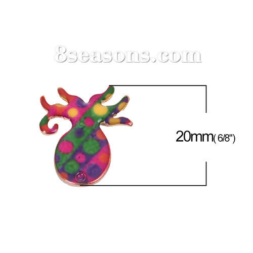 Imagen de Zamak Mosaico Colgantes Charms Pulpo Chapado en Oro Multicolor Esmalte 20mm x 17mm, 10 Unidades