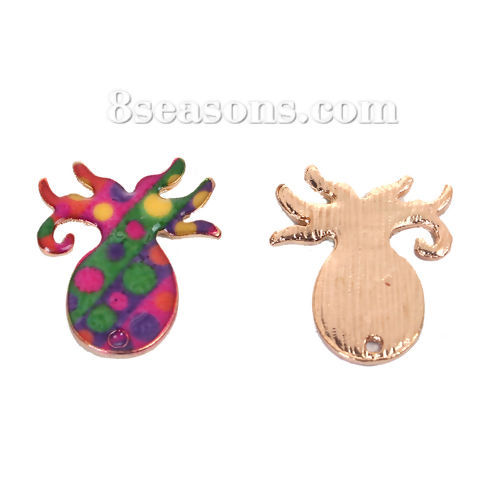 Imagen de Zamak Mosaico Colgantes Charms Pulpo Chapado en Oro Multicolor Esmalte 20mm x 17mm, 10 Unidades