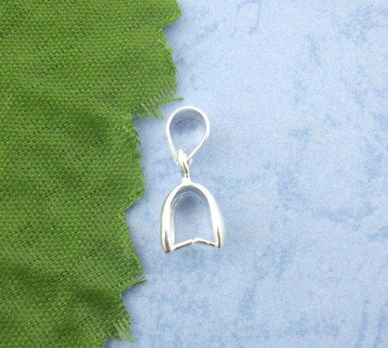 Image de Fermoir Pince Bélière en Alliage de Zinc Argenté 20mm x 8mm, 20 Pcs