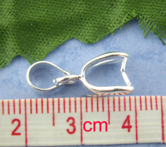 Image de Fermoir Pince Bélière en Alliage de Zinc Argenté 20mm x 8mm, 20 Pcs
