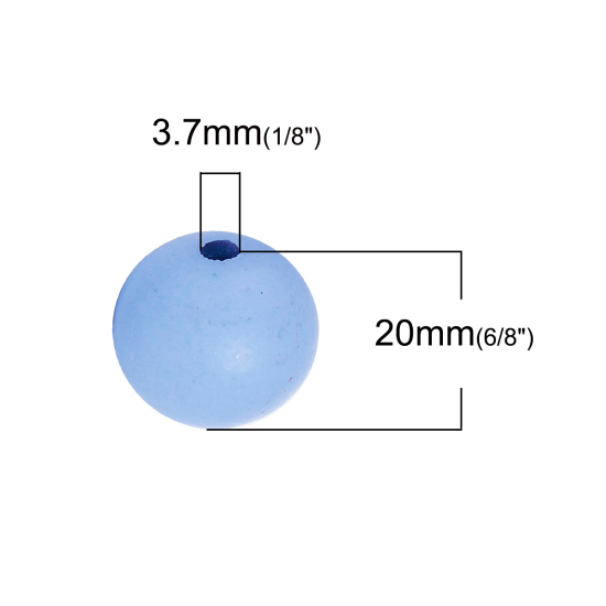 檜木材 ビーズ 円形 青 ペインティング 約 20mm直径、 穴：約 3.7mm、 30 個 の画像