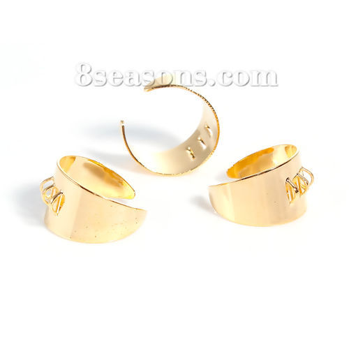 Image de Bagues Ouvert en Laiton Doré 19.1mm (Taille d'US: 9), 5 Pcs