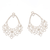 Picture of Zinc Based Alloy Chandelier Connectors Drop Silver Plated Filigree 42mm x 31mm, 10 PCs