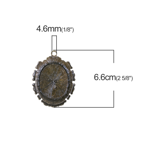 Image de Pendentifs Supports à Cabochons Alliage de Zinc Ovale Bronze Antique Cabochon Rapportable Taille à Incruster: 38mm x 31mm 66mm x 51mm, 3 Pcs