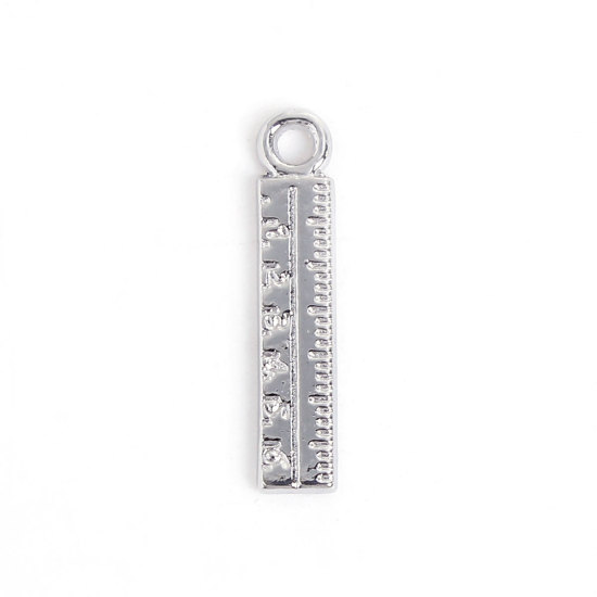 Image de Breloque Bijoux d'Ecole en Alliage de Zinc Mesure Rectangle Argent Mat 24mm x 5mm, 50 Pcs