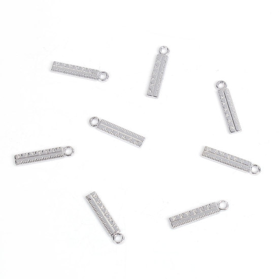 Image de Breloque Bijoux d'Ecole en Alliage de Zinc Mesure Rectangle Argent Mat 24mm x 5mm, 50 Pcs