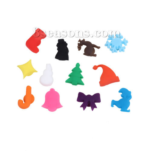 Image de Anneaux Breloques pour Verre à Vin en Silicone Multicolore 27mm x 23mm - 18mm x18mm, 1 Paquet (Env. 12 Pcs/Paquet)