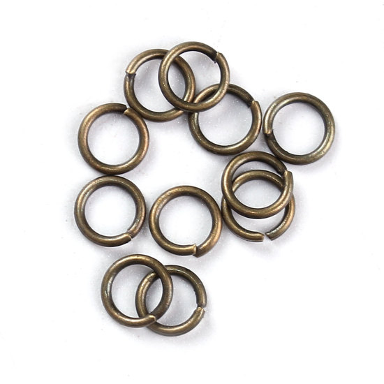 2000 個 6mm 直径、 1mm（18号） 合金 丸カン 丸カン 銅古美 円形 の画像