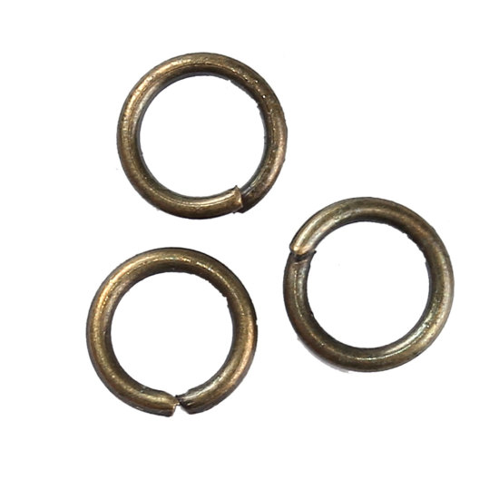 2000 個 6mm 直径、 1mm（18号） 合金 丸カン 丸カン 銅古美 円形 の画像