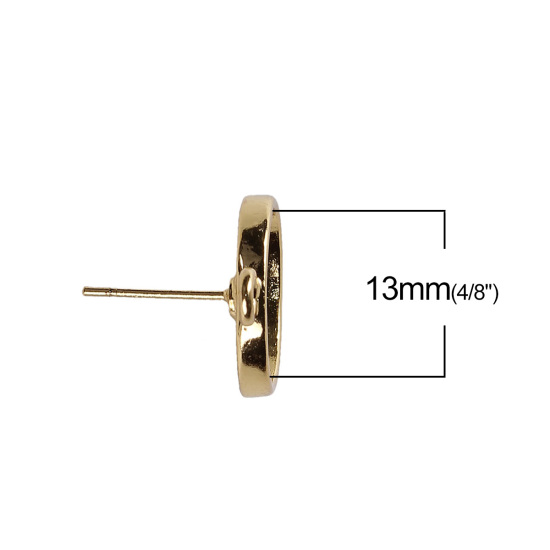 亜鉛合金 イヤリングパーツ 円形 金メッキ 台座付 ( 13mmに適応) 20mm x 16mm、 10 個 の画像