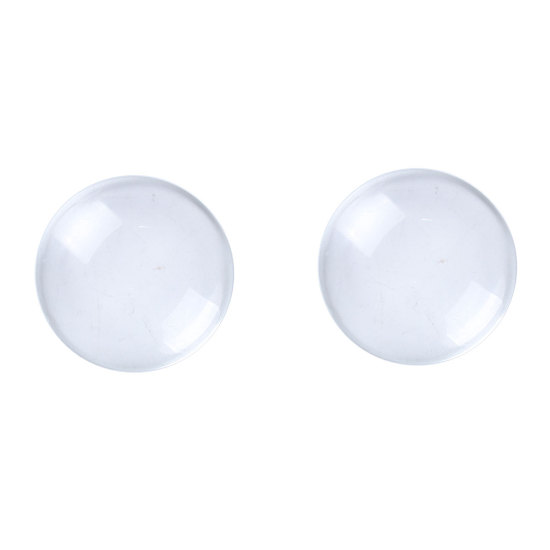 Bild von Glas Dom Cabochon Verzierung Rund Platt Transparent 40mm D., 10 Stück