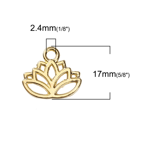 亜鉛合金 チャーム 蓮花 金メッキ 17mmx 15mm、 100 個 の画像