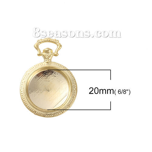 Image de Pendentifs Supports à Cabochons Alliage de Zinc Montres de Poches Doré Cabochon Rapportable Taille à Incruster: 20mm 39mm x 27mm, 2 Pcs