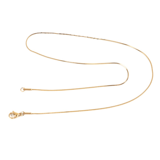 Image de Colliers En Gros Doré en 304 Acier Inoxydable, Chaîne Maille Serpent, Unisexe Minimaliste Cadeau Bijoux pour Détaillants 45cm long, Taille de la Chaîne: 0.9mm, 1 Pièce