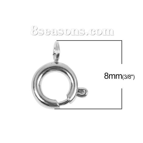 304ステンレス鋼 スプリングリングクラスプ シルバートーン 8mm x 5mm、 5 個 の画像